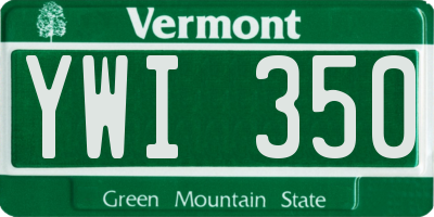 VT license plate YWI350
