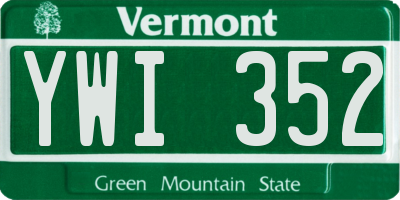 VT license plate YWI352