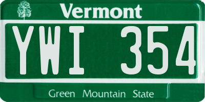 VT license plate YWI354
