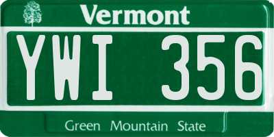 VT license plate YWI356