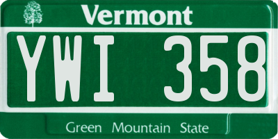 VT license plate YWI358