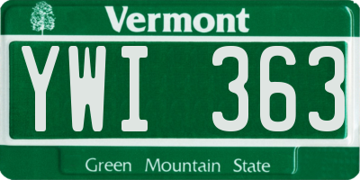 VT license plate YWI363