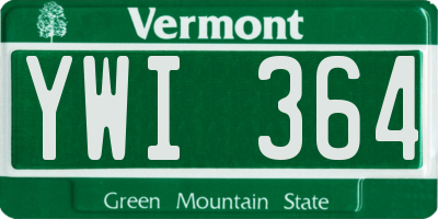 VT license plate YWI364