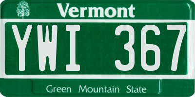 VT license plate YWI367