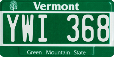 VT license plate YWI368