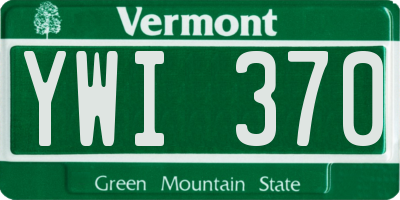 VT license plate YWI370