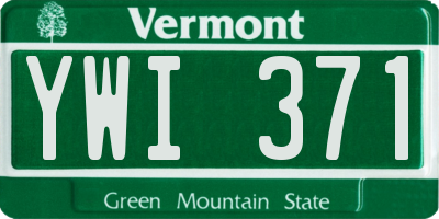 VT license plate YWI371