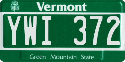 VT license plate YWI372