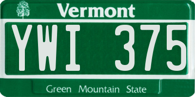 VT license plate YWI375