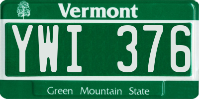 VT license plate YWI376