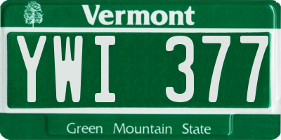 VT license plate YWI377