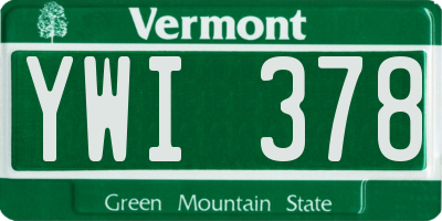 VT license plate YWI378