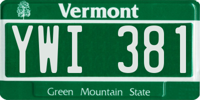 VT license plate YWI381