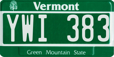 VT license plate YWI383