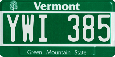 VT license plate YWI385