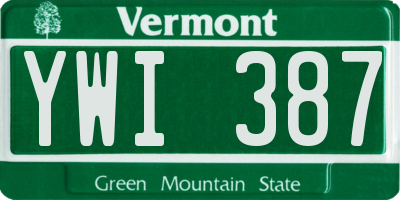 VT license plate YWI387