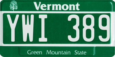 VT license plate YWI389
