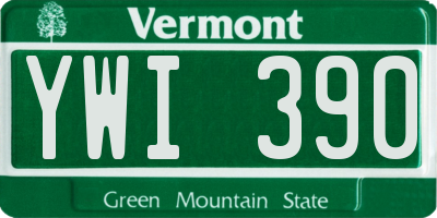 VT license plate YWI390