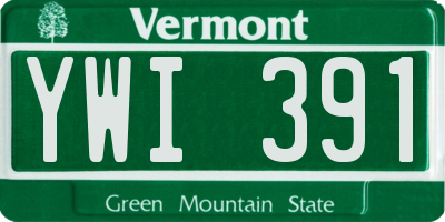 VT license plate YWI391
