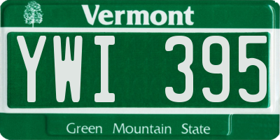 VT license plate YWI395