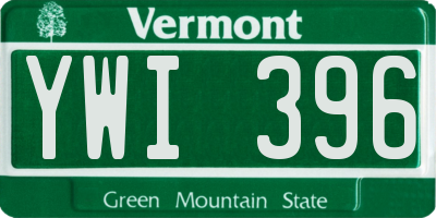 VT license plate YWI396