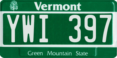 VT license plate YWI397