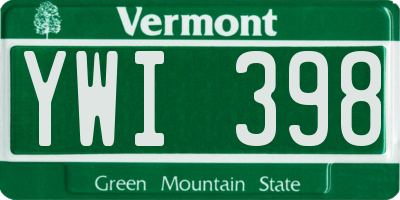 VT license plate YWI398