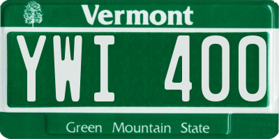 VT license plate YWI400