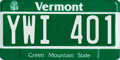 VT license plate YWI401