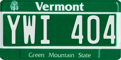 VT license plate YWI404