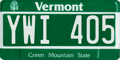VT license plate YWI405