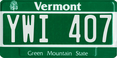 VT license plate YWI407