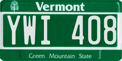 VT license plate YWI408