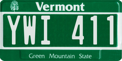 VT license plate YWI411