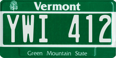 VT license plate YWI412