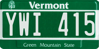 VT license plate YWI415