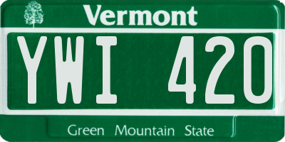 VT license plate YWI420