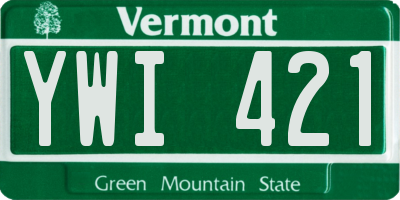 VT license plate YWI421