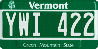 VT license plate YWI422