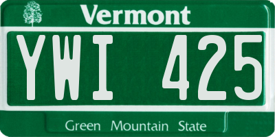 VT license plate YWI425