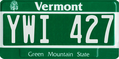 VT license plate YWI427