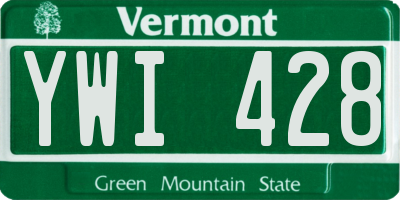 VT license plate YWI428
