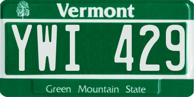 VT license plate YWI429