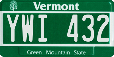 VT license plate YWI432