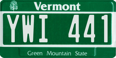 VT license plate YWI441