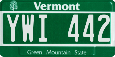 VT license plate YWI442