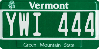 VT license plate YWI444