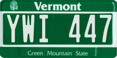 VT license plate YWI447
