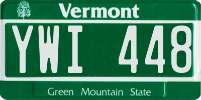VT license plate YWI448