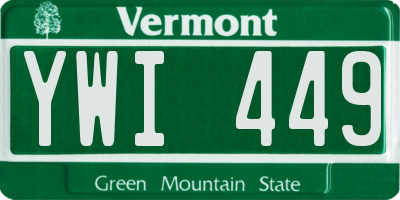 VT license plate YWI449